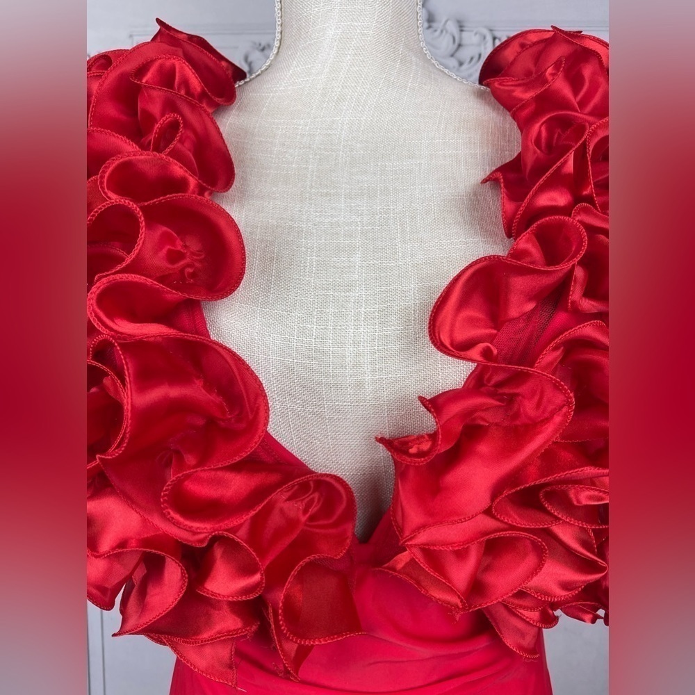 Ruby Red Luxury One Piece Swimsuit Set & Skirt Evening Gown Set - Picture 11 of 12